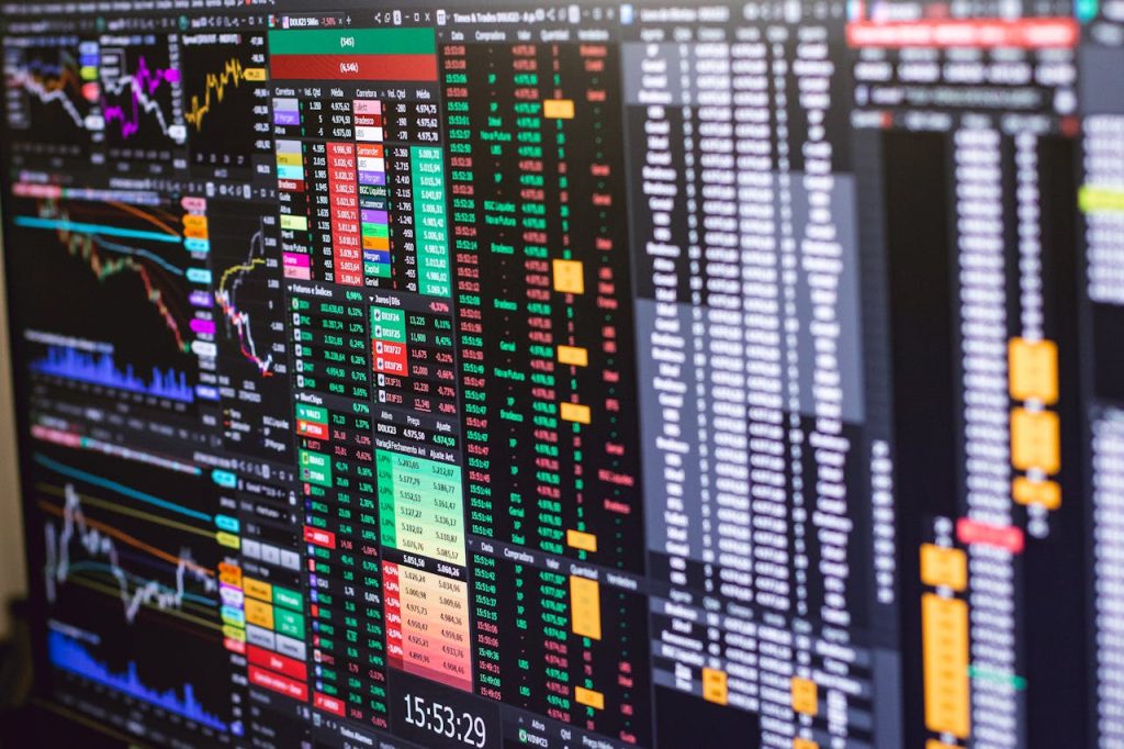 pexels-photo-16594725 Detailed financial trading screen with colorful charts and data representing market fluctuations.